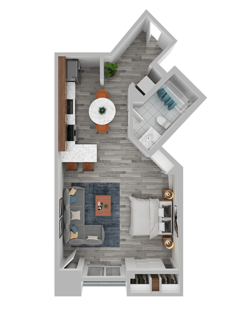 Floor plan for studio, 1 bath, 457 sqft